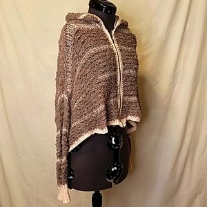 Free people caplet hoodie loose fit crochet
